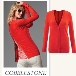 Cabi Cobblestone Cardigan Size Small Reddish Orange Back Zipper